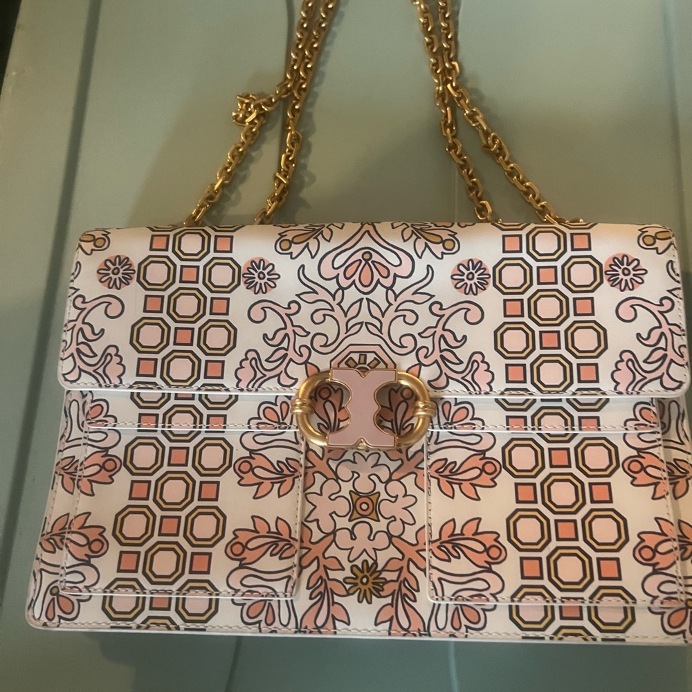 Tory Burch gemini Floral Patterned Shoulder Bag with Gold Chain